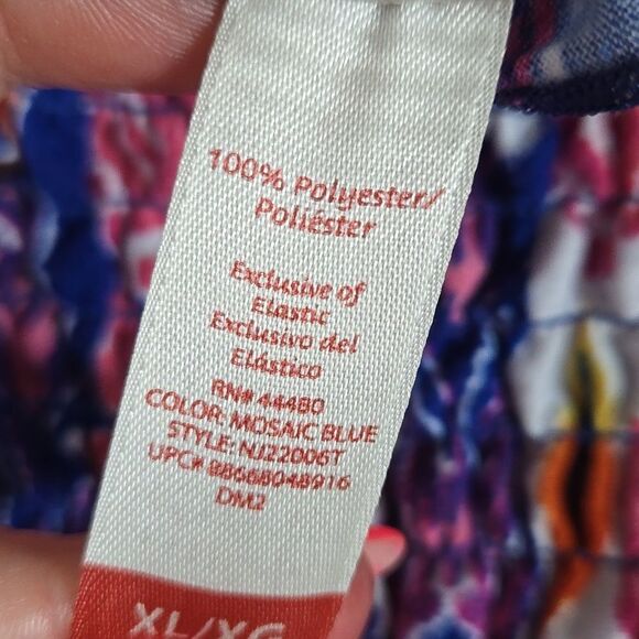 Strapless Maxi Dress Colorful IKAT print Sundress Smocked Babydoll A-line 15/17 - Picture 9 of 9